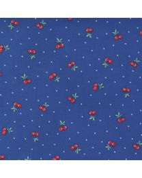 30s Playtime Cherry Retro Bluebell by Chloes Closet for Moda