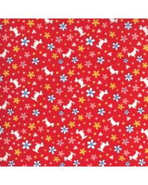 30s Playtime Floral Scottie Scarlet by Choles Closet from Moda Fabrics
