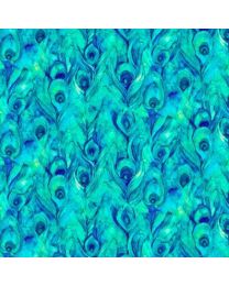 Allure Turquoise Peacock Train by Deborah Edwards  Melanie Samra fro Northcott Fabrics 