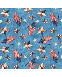 Americana Patriotic Toss Denim by Stephaine Marrott Collection from Wilmington Prints