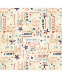 Americana Words Allover Cream by Stephanie Marrott Collection from Wilmington Pr