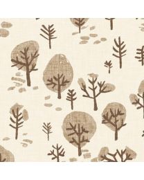 Autumity Light Cream Trees by Esther Fallon Lou for Clothworks