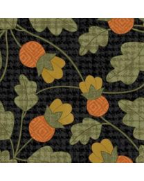 Autumn Harvest Pumpkin Vine Flannel Black by Bonnie Sullivan for Maywood Studio