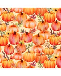 Autumn Light Packed Pumpkins Cream by Lola Molina for Wilmington Prints