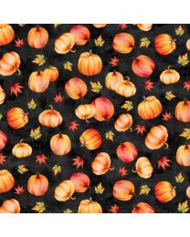 Autumn Light Pumpkin Toss Black by Lola Molina for Wilmington Prints