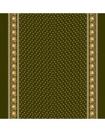 Autumn Spice Border Stripe Dark Green by Stacy West for Henry Glass