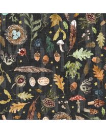Autumnity Dark Black Digital Nature Trail by Esther Fallon Lou for Clothworks