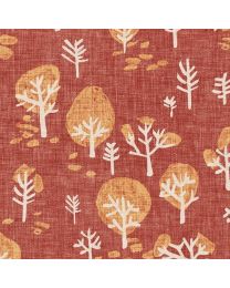 Autumnity Dark Rust Trees by Esther Fallon Lou for Clothworks