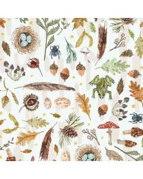 Autumnity White Digital Nature Trail by Esther Fallon Lou for Clothworks