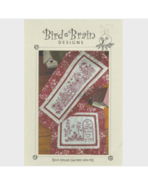 Bird House Garden Table Runner Machine Embroidery by Bird Brain Designs