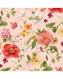Blessed by Nature Peach Medium Florals by Lisa Audit for Wilmington Prints