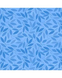 Blooming Blue Medium Blue Leaf Toss by Danielle Leone for Wilmington Prints