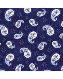 Blooming Blue Navy Paisley Toss by Danielle Leone for Wilmington Prints