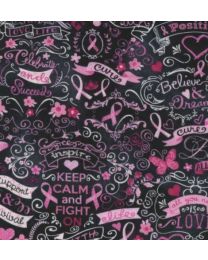 Breast Cancer Pink Ribbon Chalkboard from Timeless Treasures