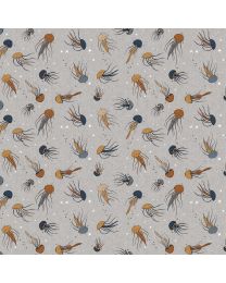 Calm Waters Jellyfish Gray by Bernadett Urbanovics for FIGO Fabrics
