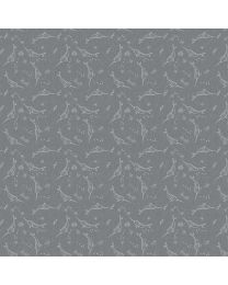 Calm Waters Narwhals Gray by Bernadett Urbanovics for FIGO Fabrics