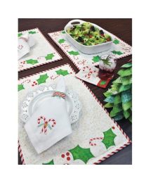 Candy Cane Holiday Holly Placemats Kit