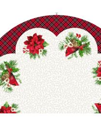 Cardinal Xmas Tree Skirt White Multi Panel by Cardinal Christmas for Northcott