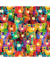 Catsville Animal Clutter Cats Rainbow by Gareth Lucas for Windham Fabrics