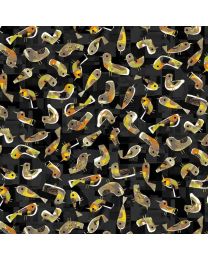 Catsville Animals Birdie Night by Gareth Lucas for Windham Fabrics