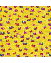 Catsville Snail Trail Lemon by Gareth Lucas for Windham Fabrics