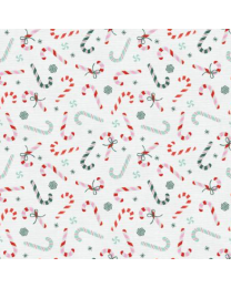 Christmas Nostalgia Candy Canes White by Angela Nickeas Collection for Paintbrush Studio