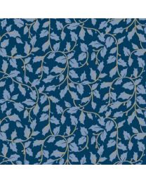Christmas Shimmer Vines Navy w Gold Metallic by Jennifer Ellory for P  B Textiles
