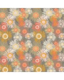 Cluck Cluck Bloom Chicken Crazy Daisies Taupe by Teresa Magnuson for Clothworks
