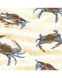 Coastal Living Crabs on Sand Sand by George McCartney for Timeless Treasures