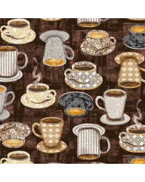 Coffee Connoisseur Mug Collection Dark Roast by Jean Plout for Whistler Studios from Windham Fabrics