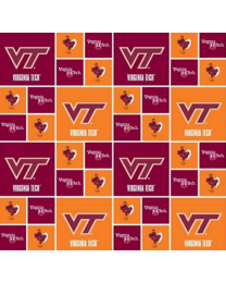 College Cotton Maroon and Orange Virginia Tech Block Logo from 
