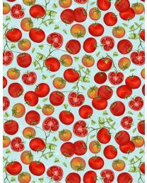 Country Road Tomatoes on Blue from Wilmington Prints
