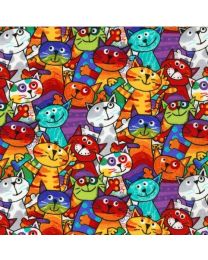 Crayon Party Multi Cats from Timeless Treasures