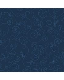 Cup of Cheer Candy Scroll Navy by Kimberbell for Maywood Studio