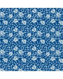 Daisys Bluework Leaves Navy by Debbie Beaves for Robert Kaufman
