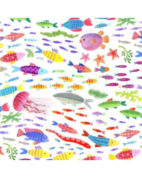 Deep Blue Sea Fish Multi by Stephanie Peterson Jones for PB Fabrics