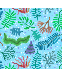 Deep Blue Sea Seaweed Blue by Stephanie Peterson Jones for PB Fabrics