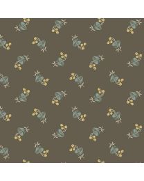 English Garden Bachelor Button Black Tea by Laundry Basket Quilts for Andover Fabrics 
