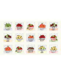 Fancy Fruit Block Panel Cream by Kris Lammers for Maywood Studio