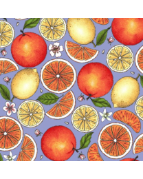 Fancy Fruit Citrus Blue by Kris Lammers for Maywood Studio