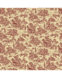 Farmhouse Toile Red 108 Wide Back by Kim Diehl for Henry Glass