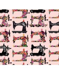 Floral Sewing Machines Pink From Timeless Treasures