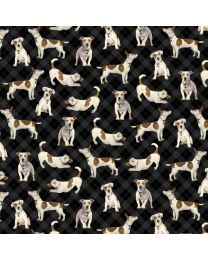 For the Love of Pete Dogs Black by Bonnie Marris for Northcott