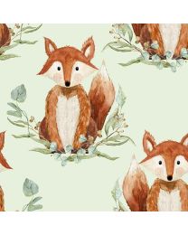 Forest Friends Foxes Green by Audrey Jeanne Roberts for 3 Wishes