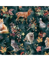 Forest Tales Animals Deep Teal by Hoffman Collection for Hoffman Fabrics