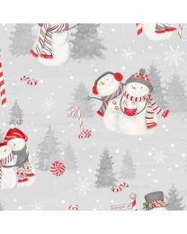 Frosty Merry Mints Scenic Snowmen Gray by Danielle Leone Collection for Wilmington