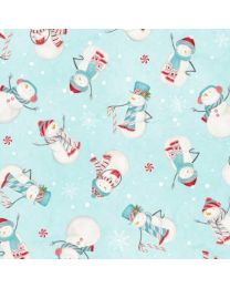 Frosty Merry Mints Snowmen Teal by Danielle Leone Collection for Wilmington