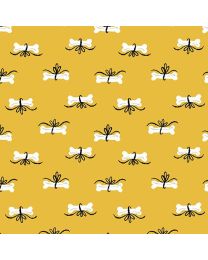 Furry and Bright Bones Yellow by Andover Fabrics