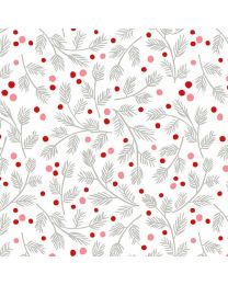 Furry and Bright Fir Branches White by Andover Fabrics