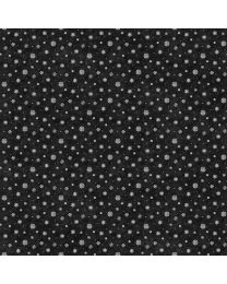 Golden Christmas Snowflakes BlackWhite by Jason Kirk for Northcott